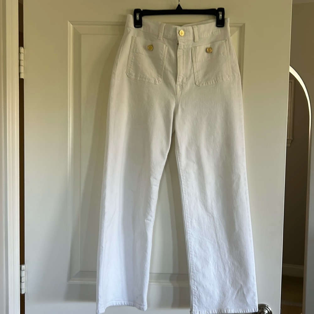 J Crew Sailor slim wide-leg jean in white. NWT, Size 28